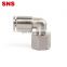 SNS JPLF Series L type 90 degree female G/NPT thread elbow air hose quick connector nickel-plated brass metal pneumatic fitting