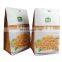 Stand up flat bottom white kraft paper bag custom logo 390g Tofu Wire pouch resealable gusset bag with clear side window