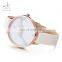 SHENGKE Marble Face Feminine Watchs White Leather Strap Wristwatch Rosegold Alloy Case Quartz Handwacths K0039L