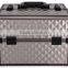 Diamond Textured Pattern 6 Extendable Trays Aluminum Professional Makeup Artist Cosmetic Storage Carrying Travel Train Case
