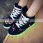 Stock lot led light bettery charge casual lace-up couples shoes nightclub