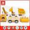 2015 hot product DIY learning toys wood and rubber and metal yellow colour construction vehiclesset 5 pcs wooden toy truck