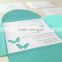 Elegant & charming blue petal wedding invitations with a belt & butterfly pattern