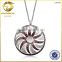 925 sterling silver jewelry wholesale cz paved round shaped with sun flower pendant necklace