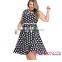 High Quality Wholesale Black Plus Size Polka Dot Bohemain Print Dresses With Keyholes