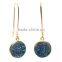 2015 trendy plated Quartz earring, druzy pendant earring, disc earrings