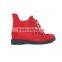 Red suede lace up hidden heel studded boots shoes China shoe factory