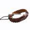 BOSHIHO crochet leather bracelet/charm leather bracelet/hand made leather bracelet