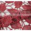 Fashion leaves design embroidered fabric red polyester embroidery guipure african cord lace fabric