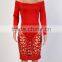 Bonvatt Autumn&Winter Sexy Hollow Out Low Round Neck Long Sleeve Slim Bandage Club Dress With Holes