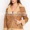 Camel Black Winter Fashion Steet Style Modest Long Sleeve sherpa faux leather rider jacket winter fur coat