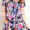 india boutique wholesale dress 95% POLYESTER 5% SPANDEX FLORAL PRINT TRAPEZE TEE DRESS Beach Wear Tunic