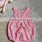 Summer mix pink and white girl jumpsuit High quality little girl model top 100 Striped lovely collar baby romper