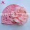 big flower peach color handmade crochat hat with pearl kids photo props pretty cap HT6012001