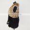 SJ367-01 Natural Brown Black Knitted Women Apparel With Rabbit Fur, Raccoon Collar And Fox Fur