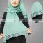 2016 Hot Beautiful Muslim Hijab Wholesale Cotton Lace Shawl Green Lace Scarf