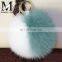 2016 Beautiful Bag or Garment Car Charms Mixed Colors Pompom Wholesale Genuine Fox Fur Pom Pom Keychain