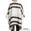 Women cream grey Loosely draped acrylic nylon knit shawl pnocho
