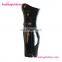 Newest Zipper Front Sexy Strapless Black Faux Leather Dress