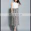 embellished new design chiffon girls flower print elastic waistband side slit long skirt