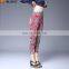 China online shopping	polyester material elegant ladies high waist pants with printed pattern