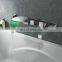 Bathroom Wall Mount Bathtub LED Widespread Waterfall Bathtub Faucet Set