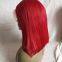Full Lace Wig Cap 100% Natural Human Hair Weaving Ombre Red Curly