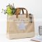 wholesale friendly large natural pineapple jute summer beach bag with leather handle jute tote shopping bag