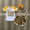 Hello Summer Baby Girl Outfit Kids Sunflower Letter print 2pcs Set for 1-6T