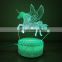 3D Optical Unicorn Night Light Touch Sensor Kids Led Lights