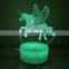 Custom  led night light lamp 3d illusion usb acrylic unicorn night light for for kids gifts bedroom