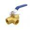 pn40 full bore 600WOG 1" Female NPT 3 way brass gas ball valve