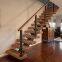 Modern Indoor Small Space Stairs Stainless Steel Wooden Straight Staircase