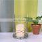 Transparent Clear High Borosilicate Glass Tea Light Votive Candle Holder Pillar Candle Holder With Plated Metal Bottom
