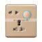 Universal 5 pin Wall Socket With Circular Switch Flame retardant PC Panel Socketes and Switches Electrical Metal Frame 16A