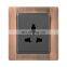Type 86 Universal 3 pin Wall Socket Zinc Alloy Panel Copper Wire Drawing Socket And Switches Electrical 16A