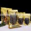 Customize Printed Gold Aluminum Foil Stand Up Pouch Food Packaging Bag Zip lock Resealed Zipper Coffee Snack