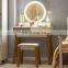 Vanity Set with Touch Screen Dimming Mirror, 3 Color Lighting Modes, Dressing Table with 4 Sliding Drawers
