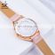 SHENGKE Watches for Ladies K0122L Casual Quartz Leather Strap Charming Wrist Beautiful Pink Wristwatches Female Clock