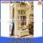 wood bookcase with glass doors,wood carved bookcase walnut color