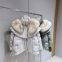 Fox fur collar fur coat short style slim and warm 90% white goose down down jacket pie overcomes