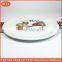 ceramic big size porcelain round pizza plate with cooking decal printing for hotel restaurant and home dinner plate with edge