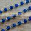 Glass Bead Chain Round Dark BLUE Bead Chain 6mm Glass Bead on Silver Wire Necklace Bracelet Chain Jewelry Making Supplies