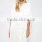 Over size fit solid white color half sleeve botton up womens shirt dress