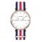 Japan movement quartz Alloy luxury women diamond wrist watches with colorful nylon watchband