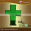 Outdoor double sided display green LED cross pharmacy sign with RF communication