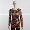 F5S10135 New Design Floral Print Women Long Sleeve T Shirts