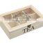 factory sale FSC&BSCI Bamboo wooden Tea bag Box Natural Chest with Clear Hinged Lid, 8 Storage Sections with Expandable Drawer