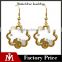 Fashion 18k Gold Glass Stainless Steel Flower Locket Earrings Crystal Hook Jewelry for Women