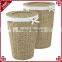 Hotel used set of 2 round eco-friendly seagrass laundry basket with cloth liner